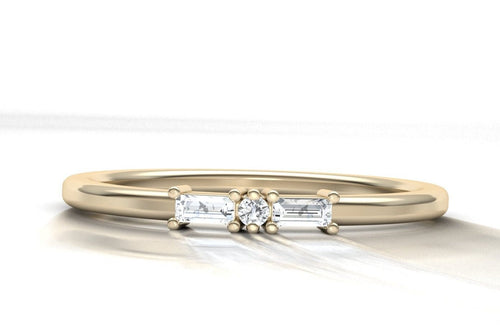 Baguette Ring, Dainty Diamond Ring, Dainty Ring, Baguette, 14KGold.