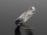 Elegant Men Wedding Band for Mother Nature lovers, 14K White Gold Men Wedding Ring, Men Gold band.