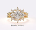 Starburst Engagement Ring Set, Engagement Ring and Matching Band, Diamond Ring.