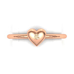 Heart Ring,Valentine Gift, 18K Gold Ring,Rose Gold Ring,Diamond Ring, Stack able Ring.