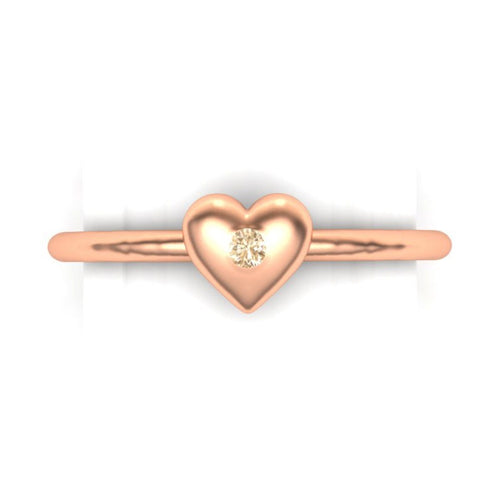 Heart Ring,Valentine Gift, 18K Gold Ring,Rose Gold Ring,Diamond Ring, Stack able Ring.